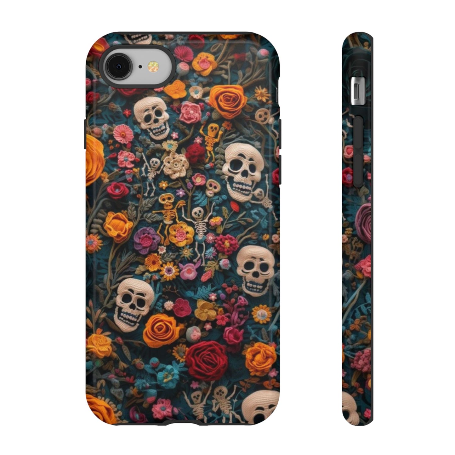 Gothic Floral Phone Case with Skulls