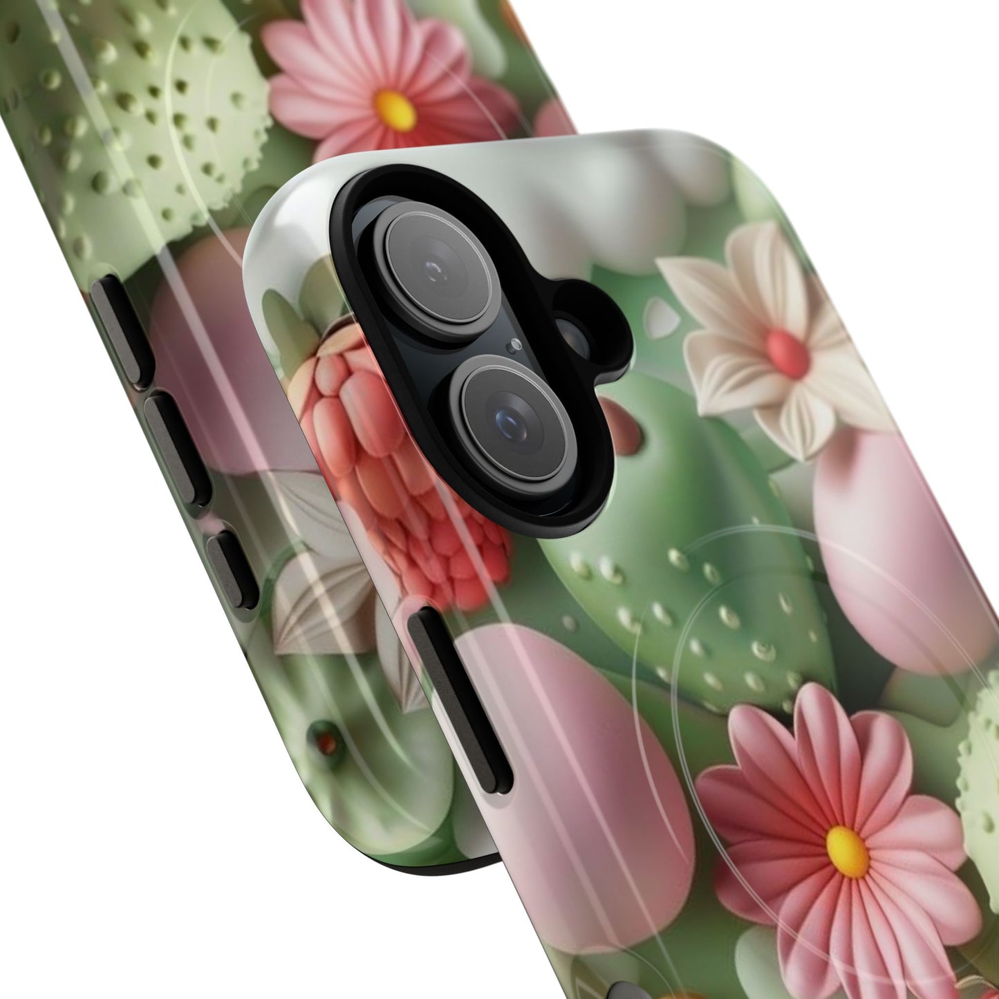 Floral Tough Magnetic Phone Case - Vibrant Cactus Design for Flower Lovers