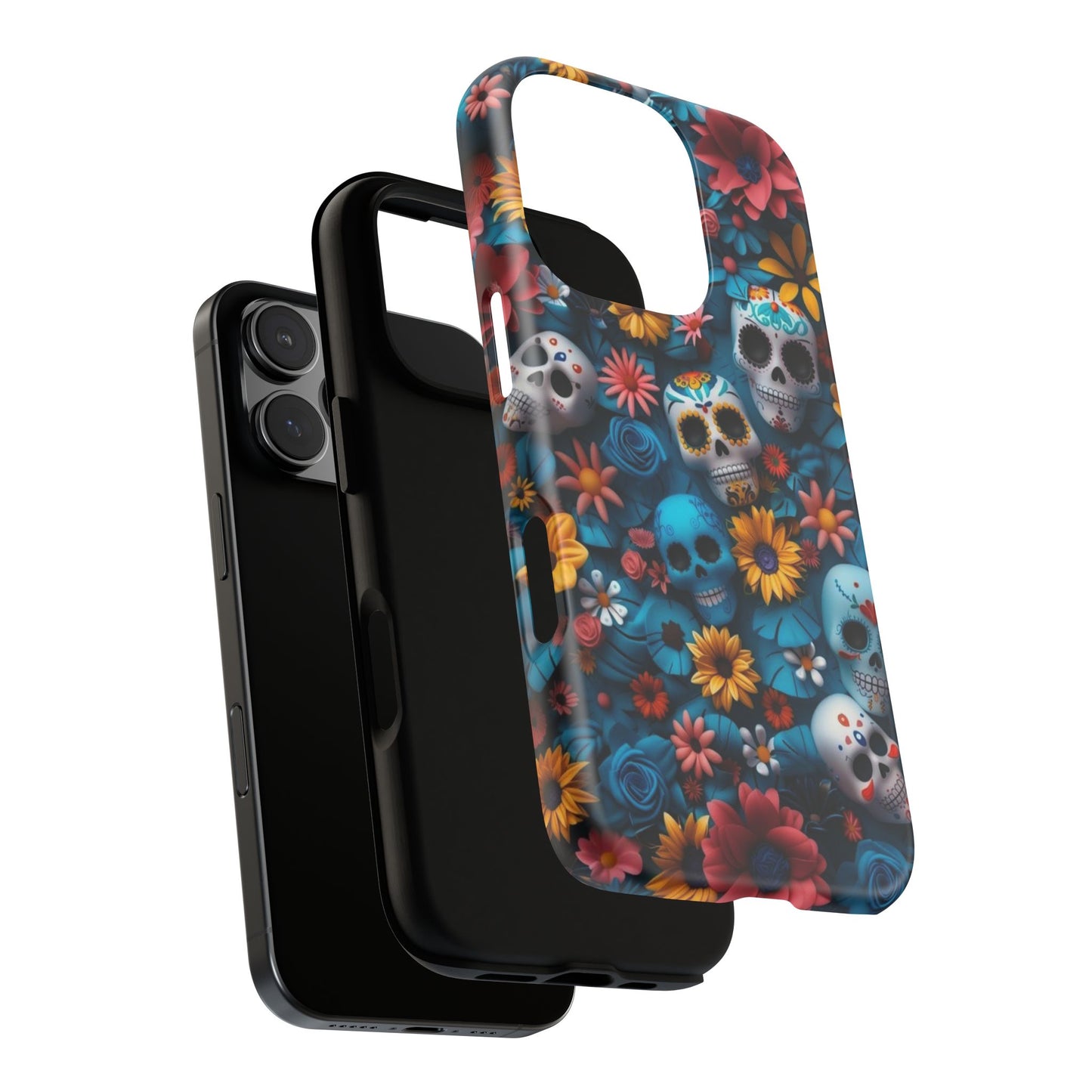 Colorful Floral Skull Phone Case - Day of the Dead Inspired Tough Cases