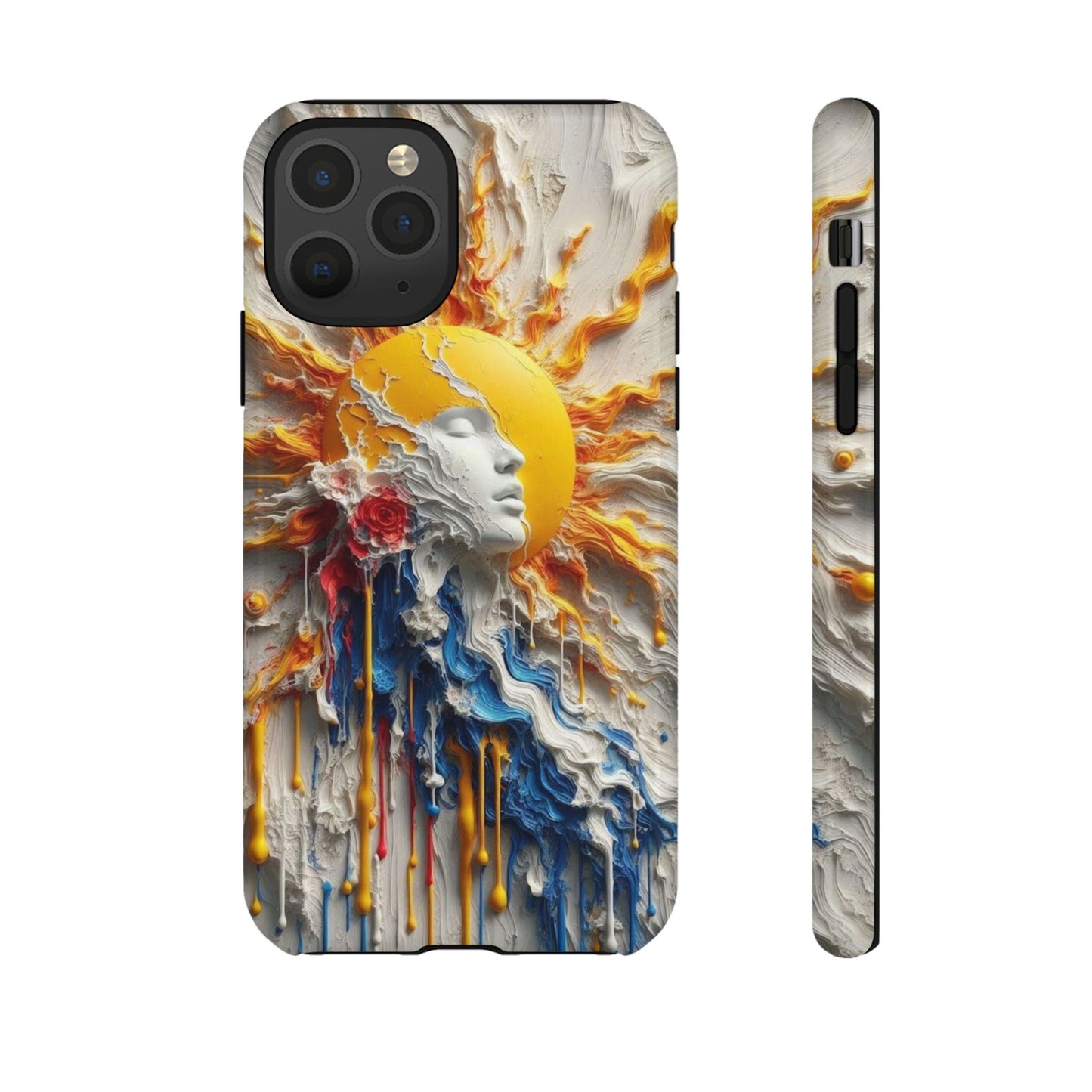 Artistic Phone Case - Sun & Floral Design for Creative Souls