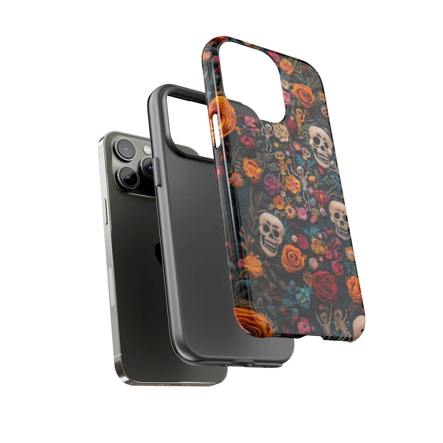 Gothic Floral Phone Case with Skulls