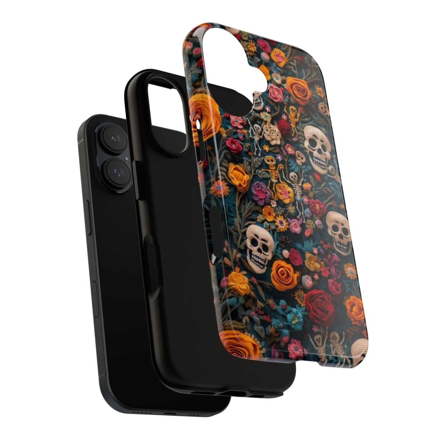 Gothic Floral Phone Case with Skulls