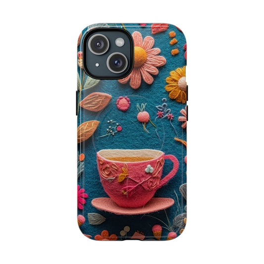 Floral Embroidered Tough Magnetic Phone Case