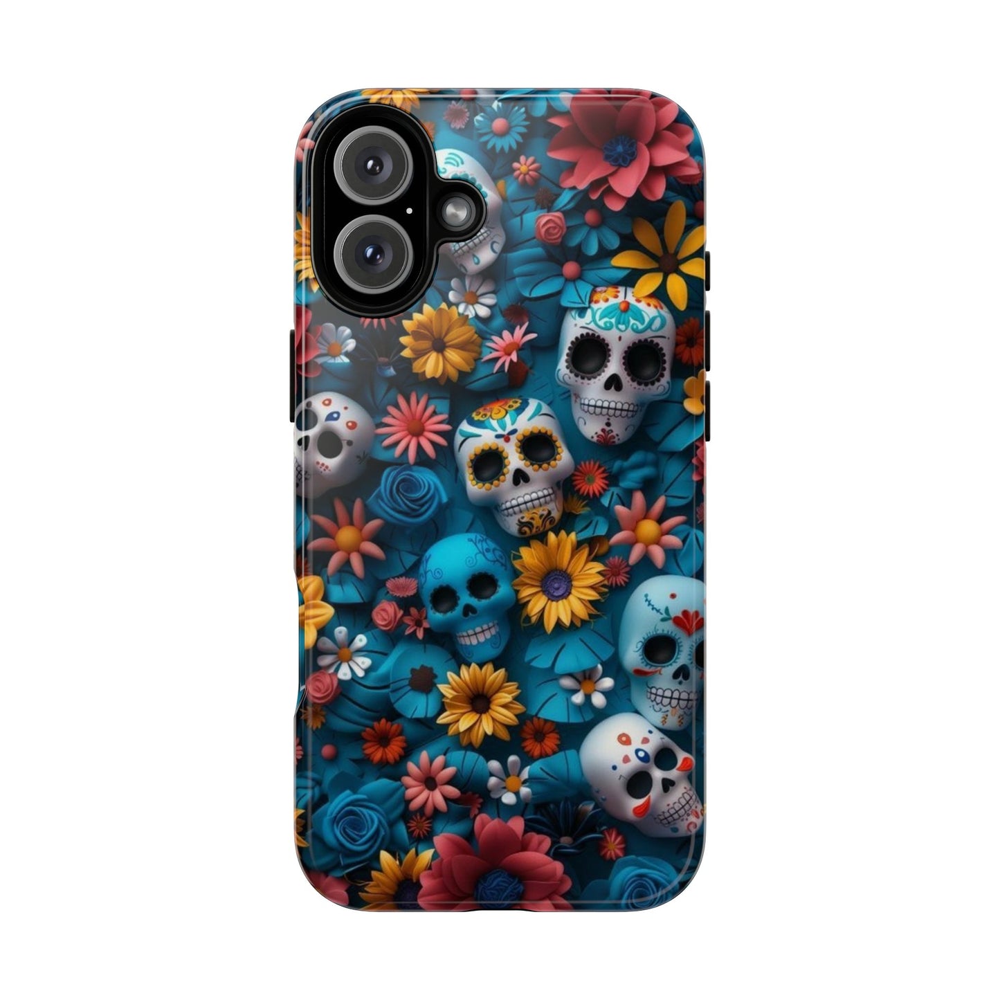 Colorful Floral Skull Phone Case - Day of the Dead Inspired Tough Cases