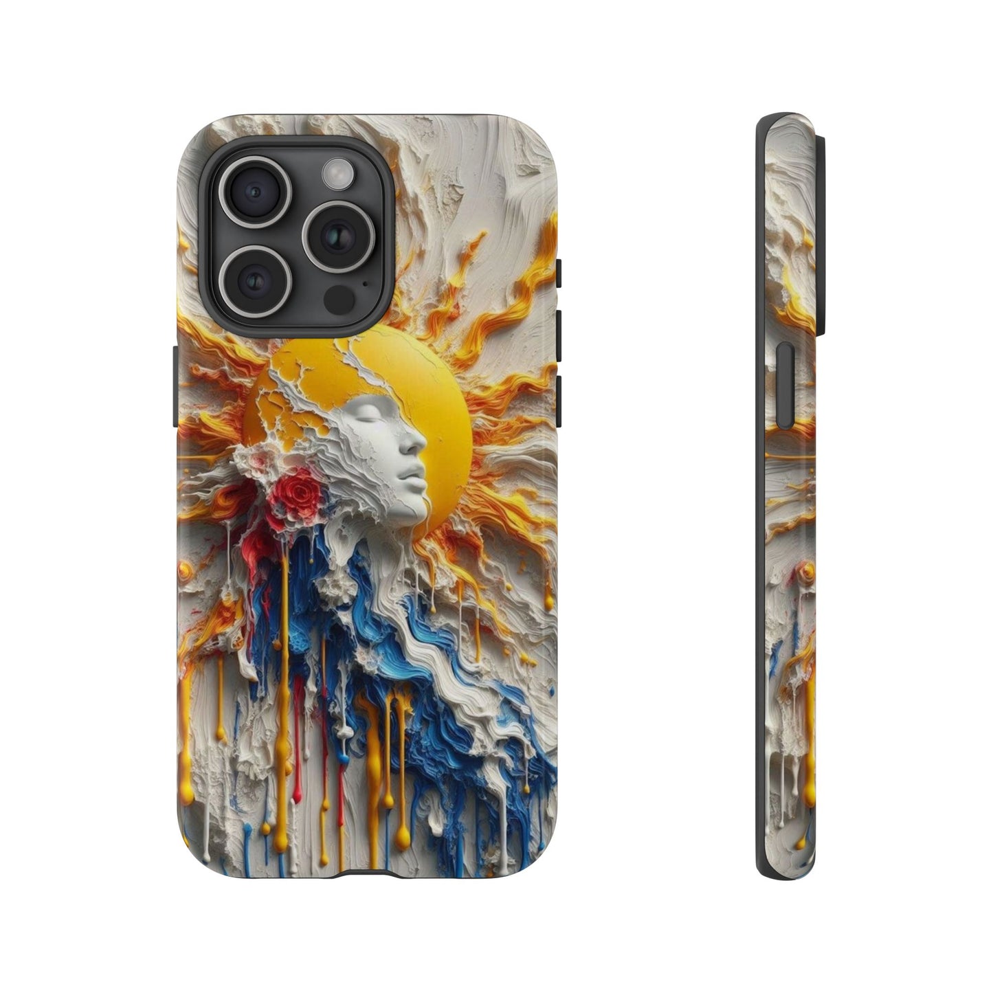 Artistic Phone Case - Sun & Floral Design for Creative Souls