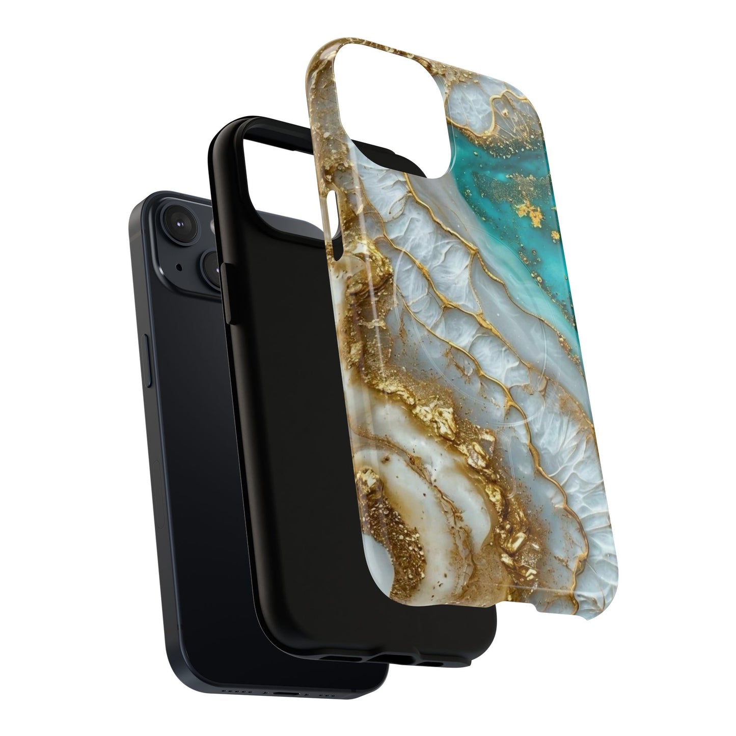 Elegant Tough Magnetic Phone Case with Marble Design