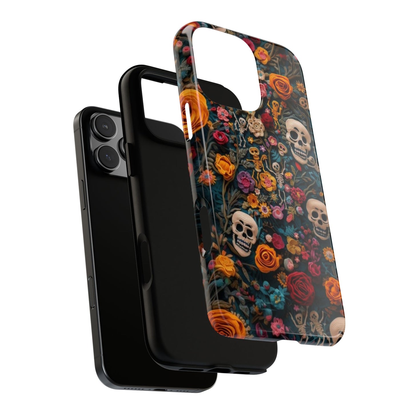 Gothic Floral Phone Case with Skulls