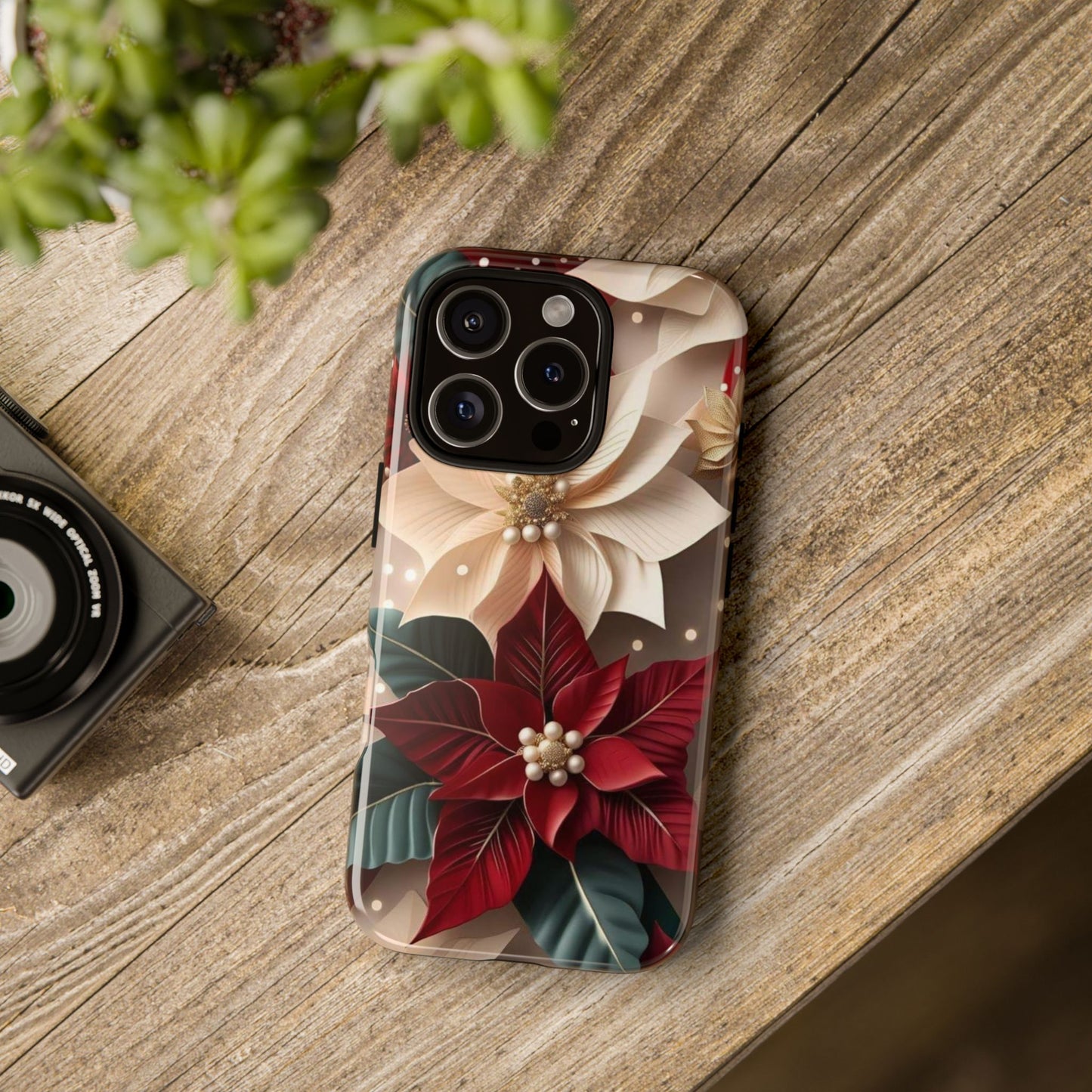 Festive Floral Phone Case - Holiday Design for Tough Protection