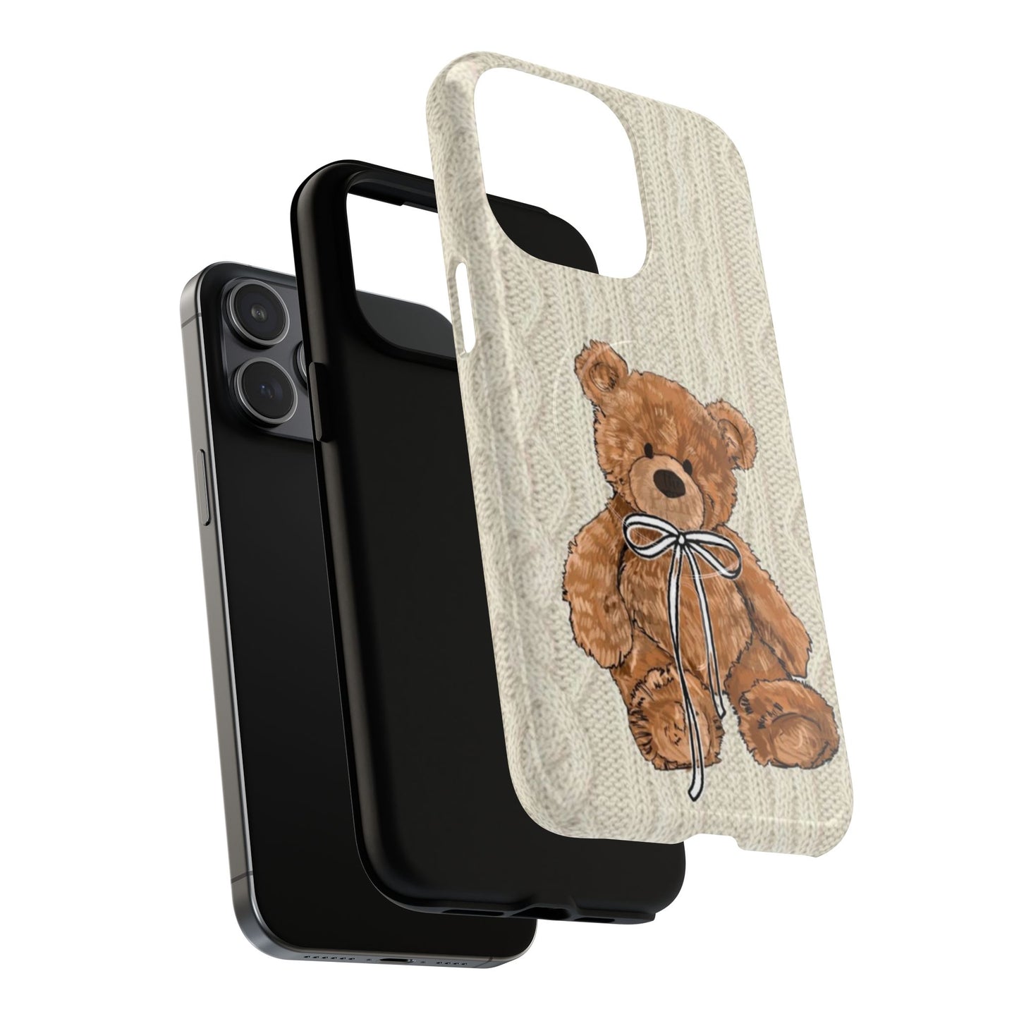 Cozy Bear Magnetic Phone Case - Cute Knit Design for All Ages