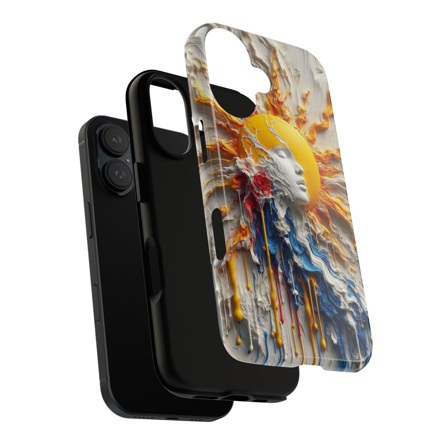 Artistic Phone Case - Sun & Floral Design for Creative Souls