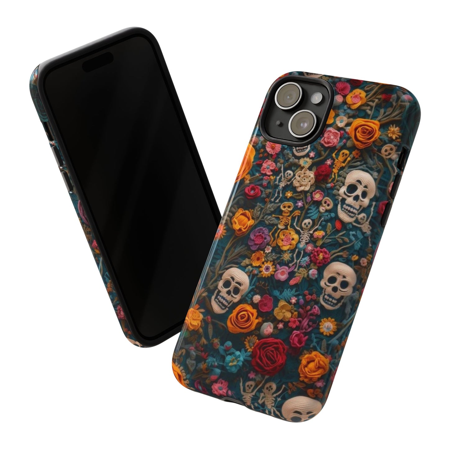 Gothic Floral Phone Case with Skulls