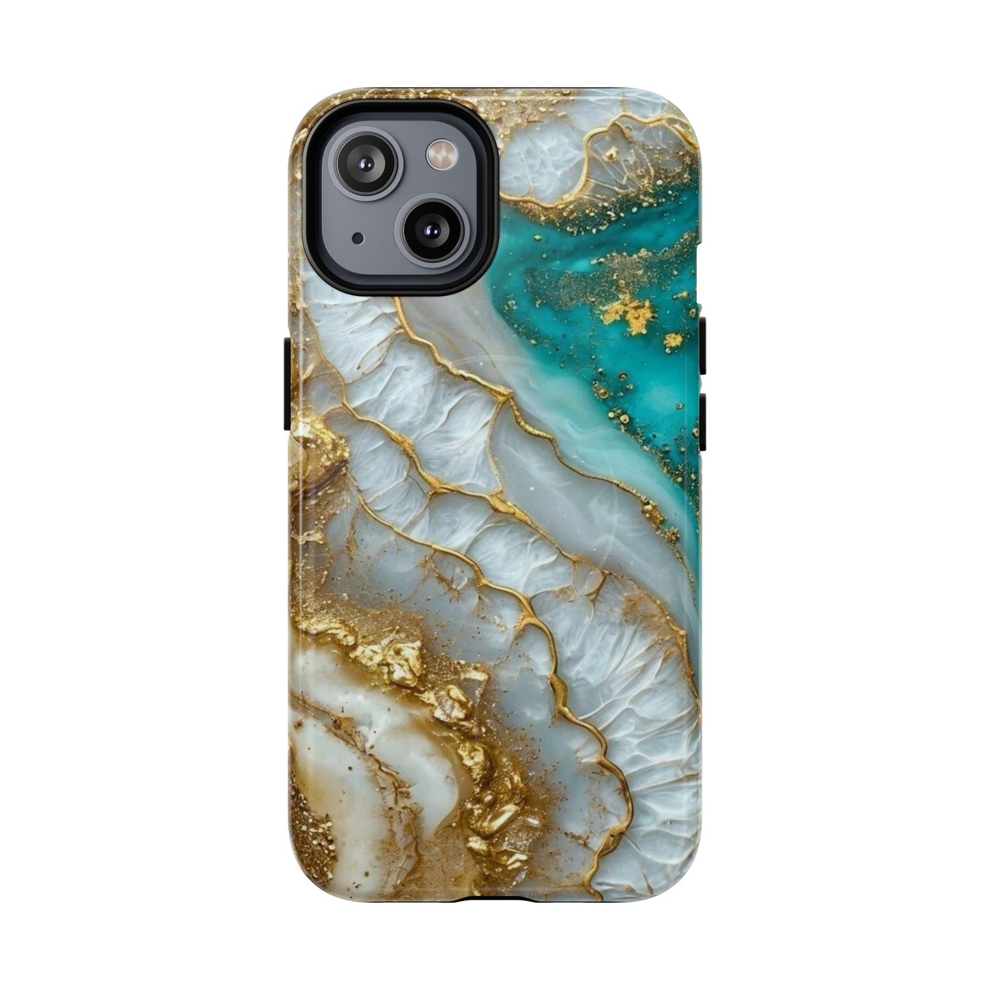 Elegant Tough Magnetic Phone Case with Marble Design