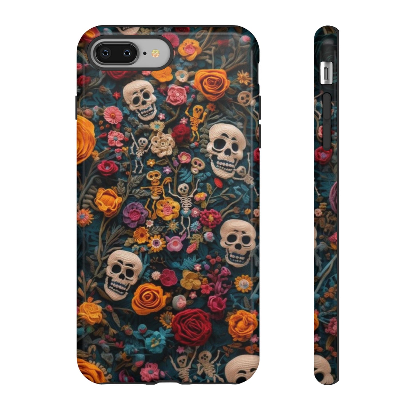 Gothic Floral Phone Case with Skulls