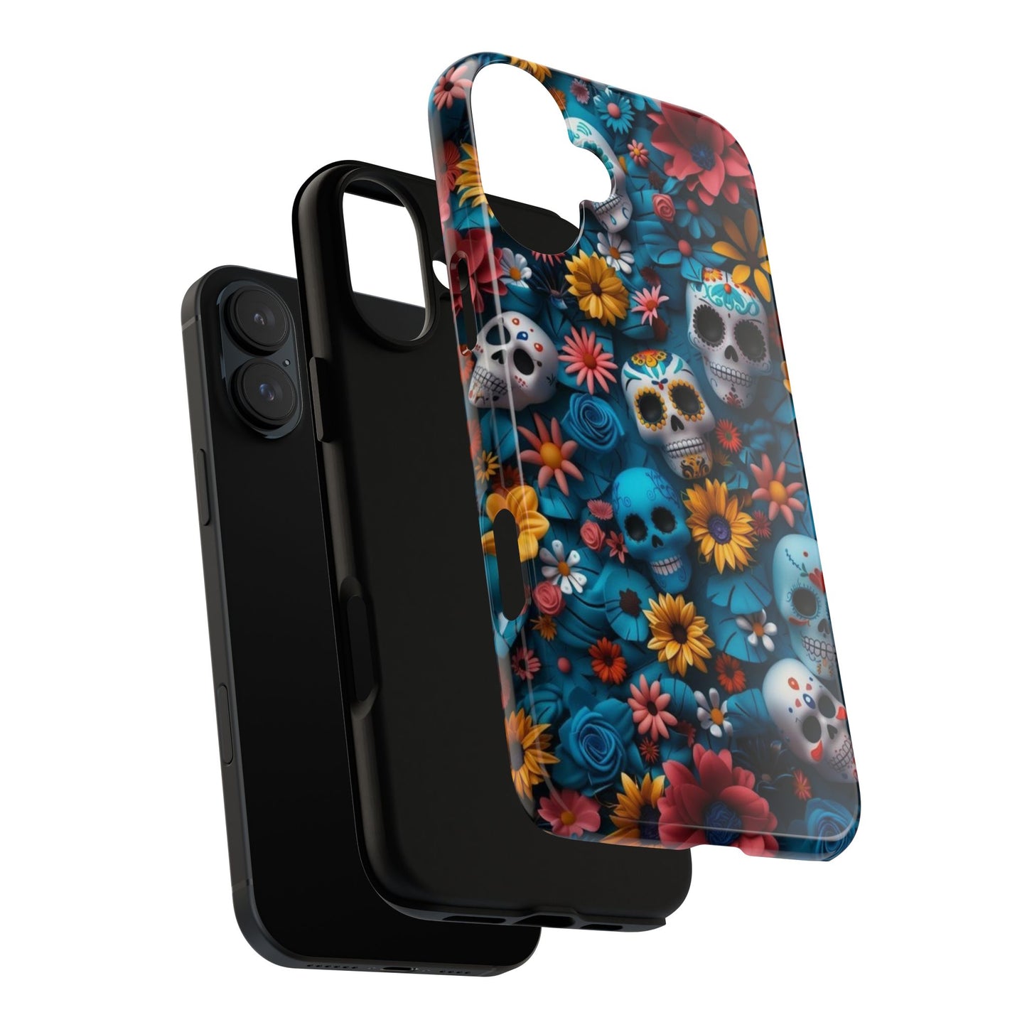 Colorful Floral Skull Phone Case - Day of the Dead Inspired Tough Cases