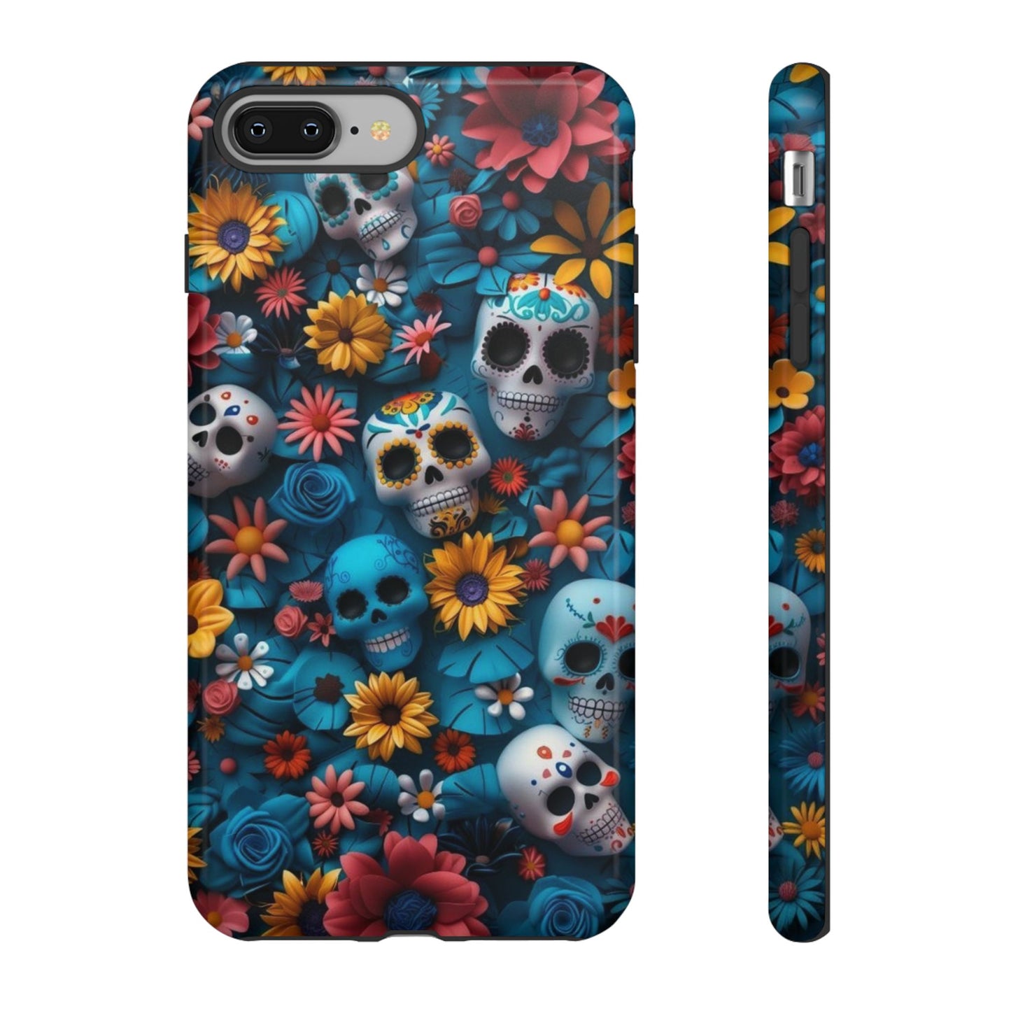 Colorful Floral Skull Phone Case - Day of the Dead Inspired Tough Cases