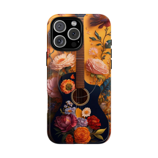 Flower & Guitar Tough Magnetic Phone Case - Stylish Protection for Music Lovers