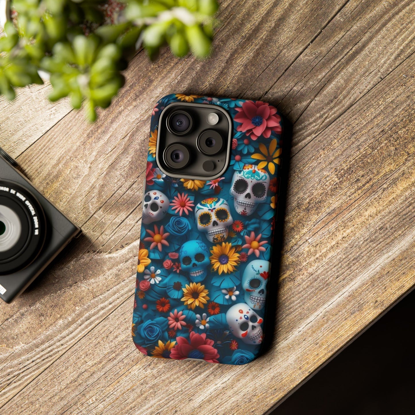 Colorful Floral Skull Phone Case - Day of the Dead Inspired Tough Cases