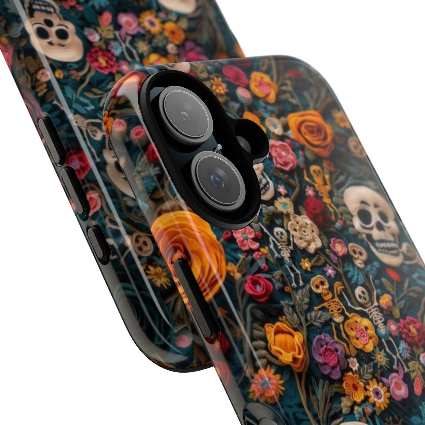 Gothic Floral Phone Case with Skulls