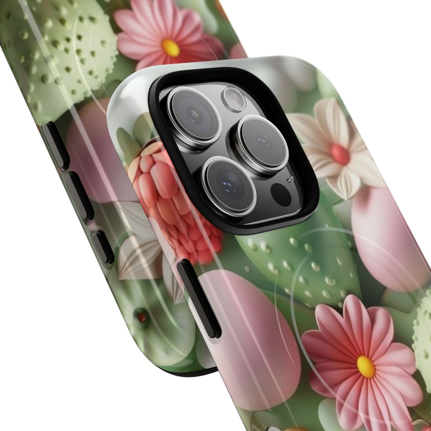 Floral Tough Magnetic Phone Case - Vibrant Cactus Design for Flower Lovers