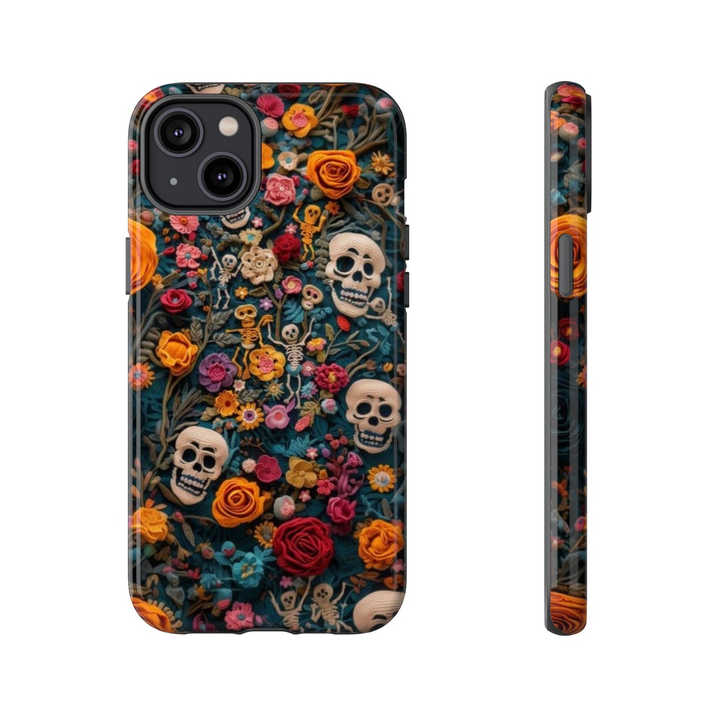 Gothic Floral Phone Case with Skulls