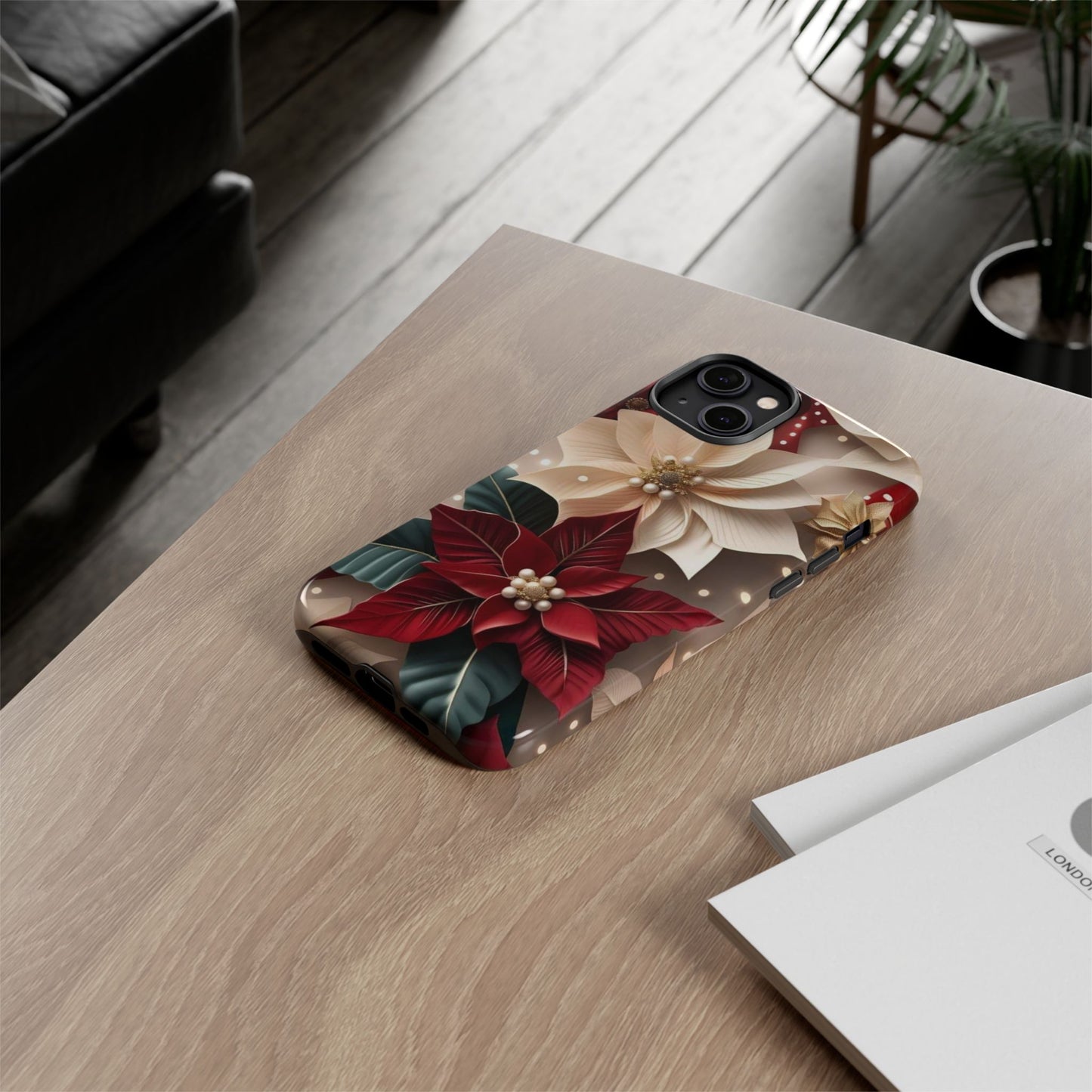 Festive Floral Phone Case - Holiday Design for Tough Protection