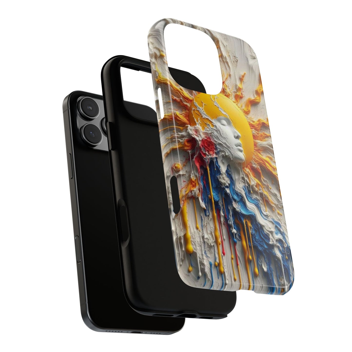 Artistic Phone Case - Sun & Floral Design for Creative Souls