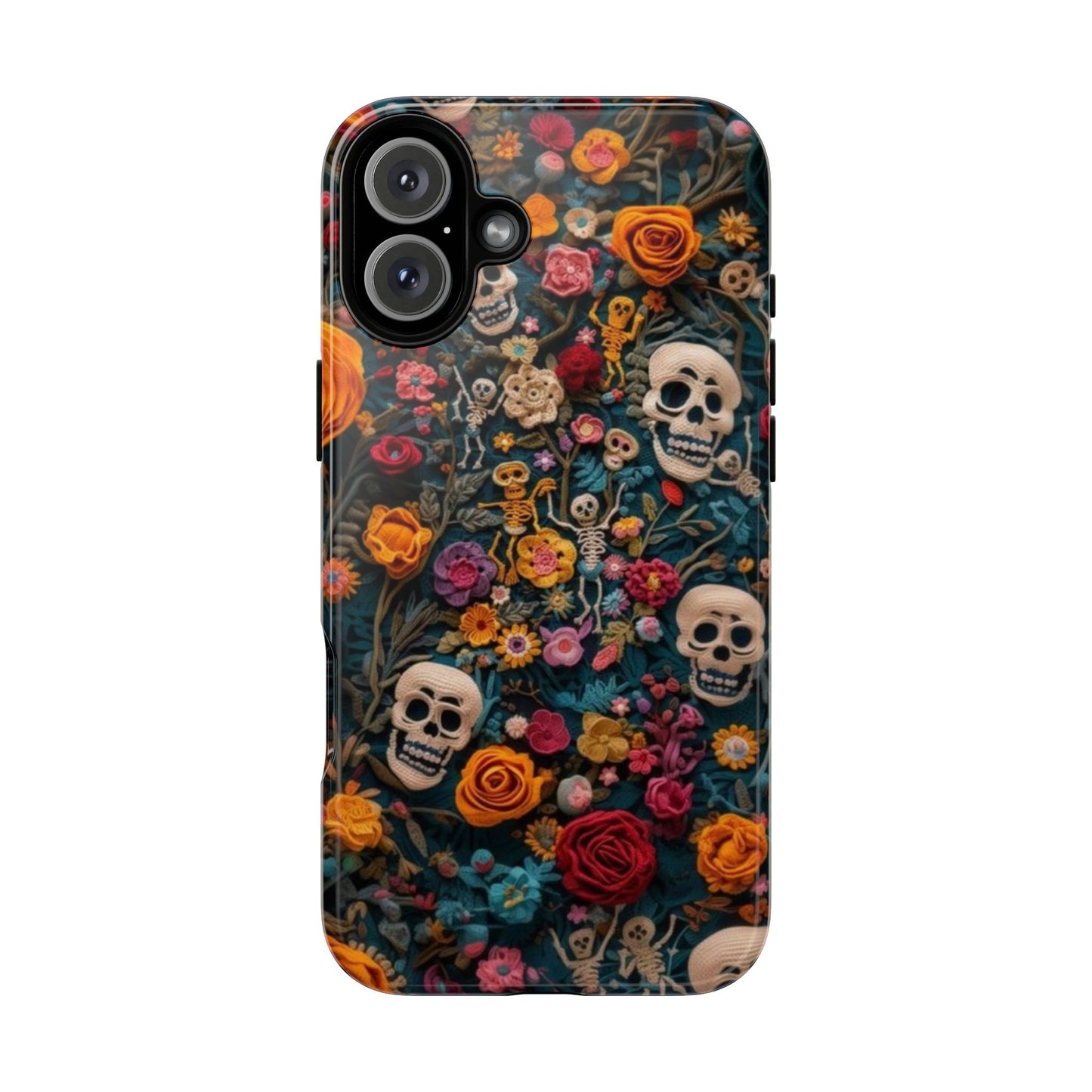 Gothic Floral Phone Case with Skulls