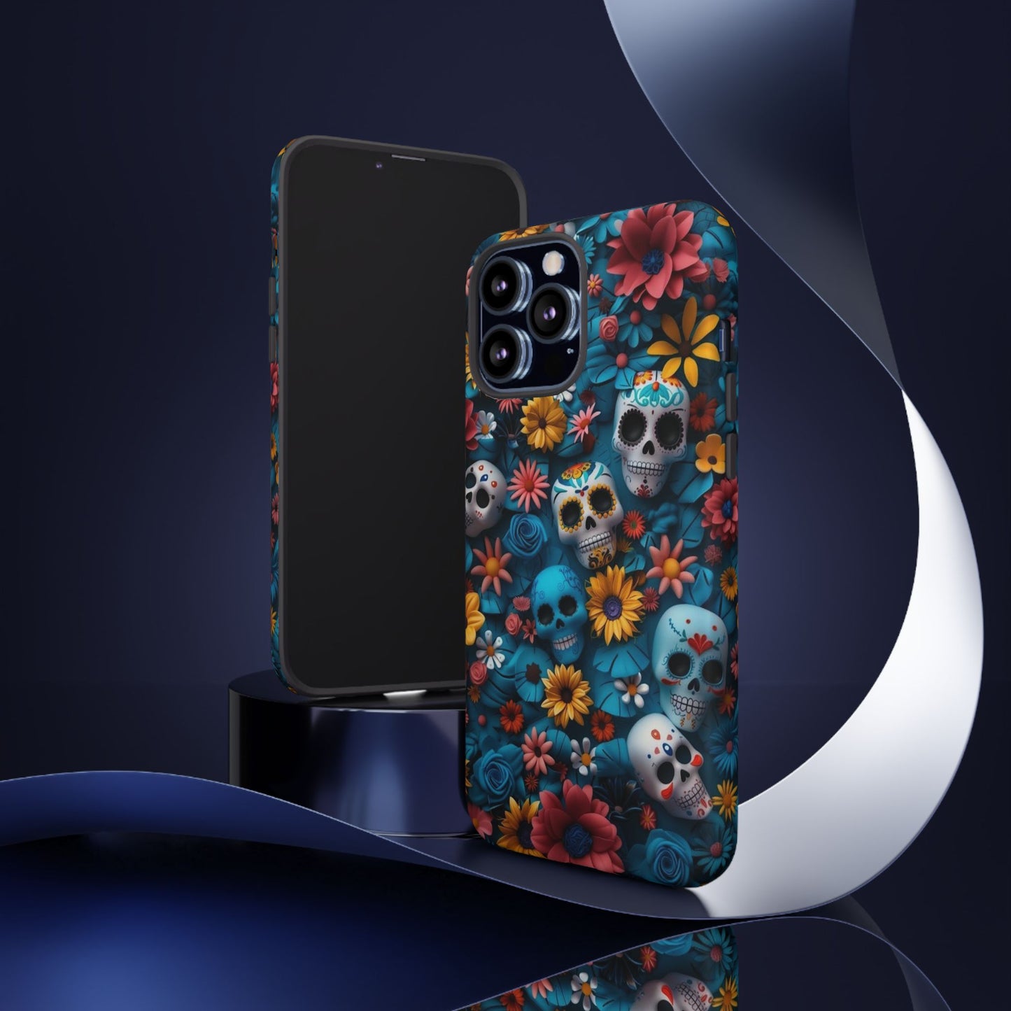 Colorful Floral Skull Phone Case - Day of the Dead Inspired Tough Cases