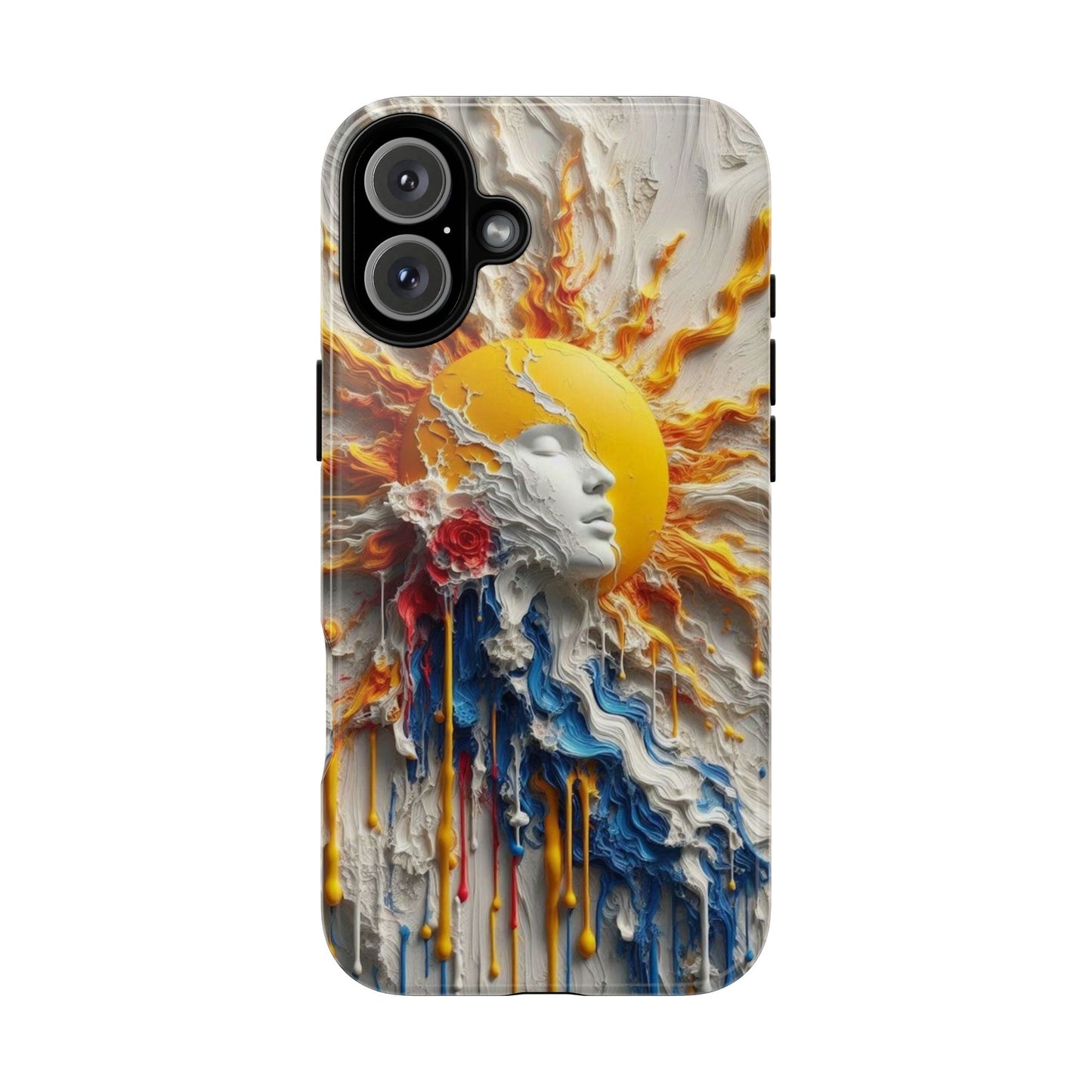 Artistic Phone Case - Sun & Floral Design for Creative Souls