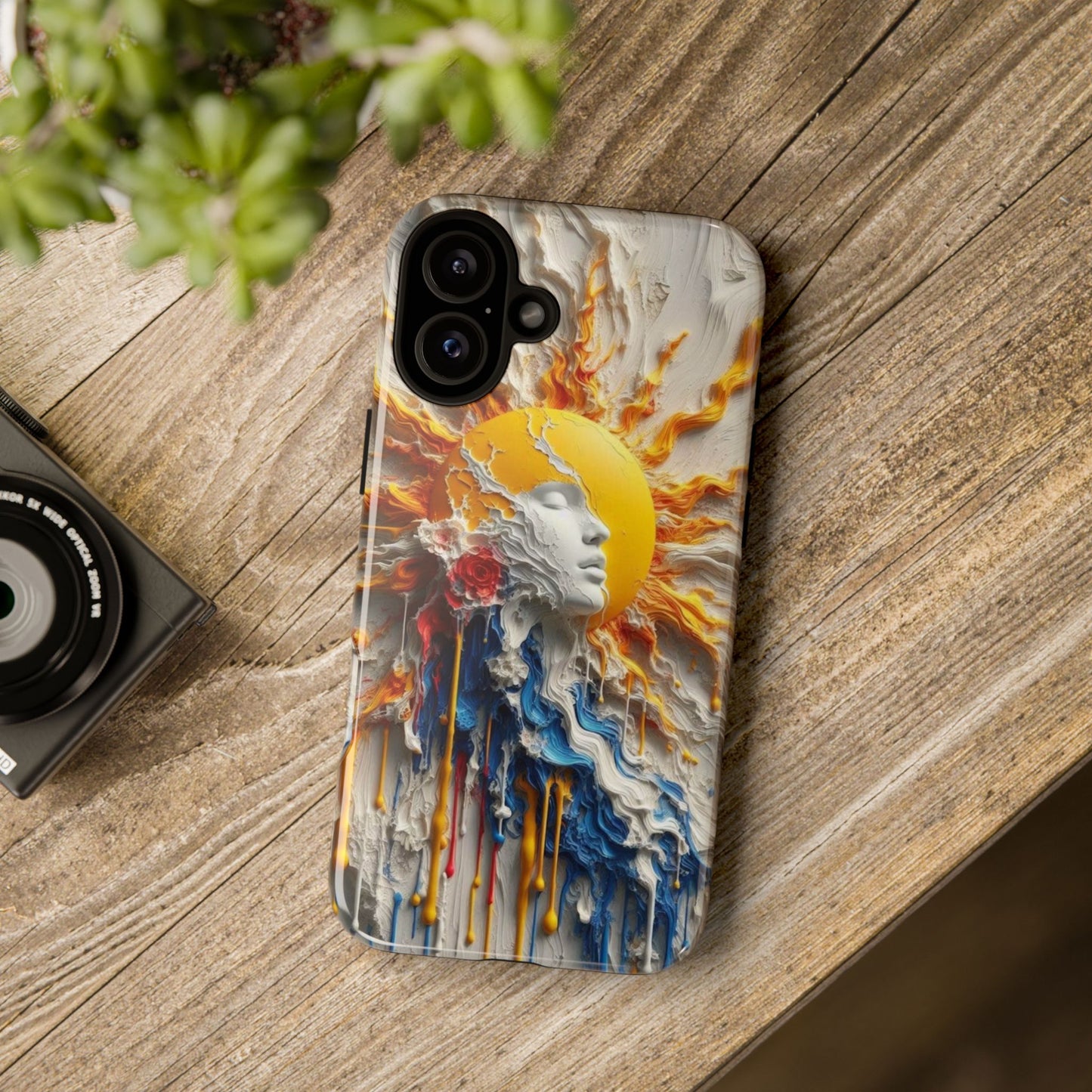 Artistic Phone Case - Sun & Floral Design for Creative Souls