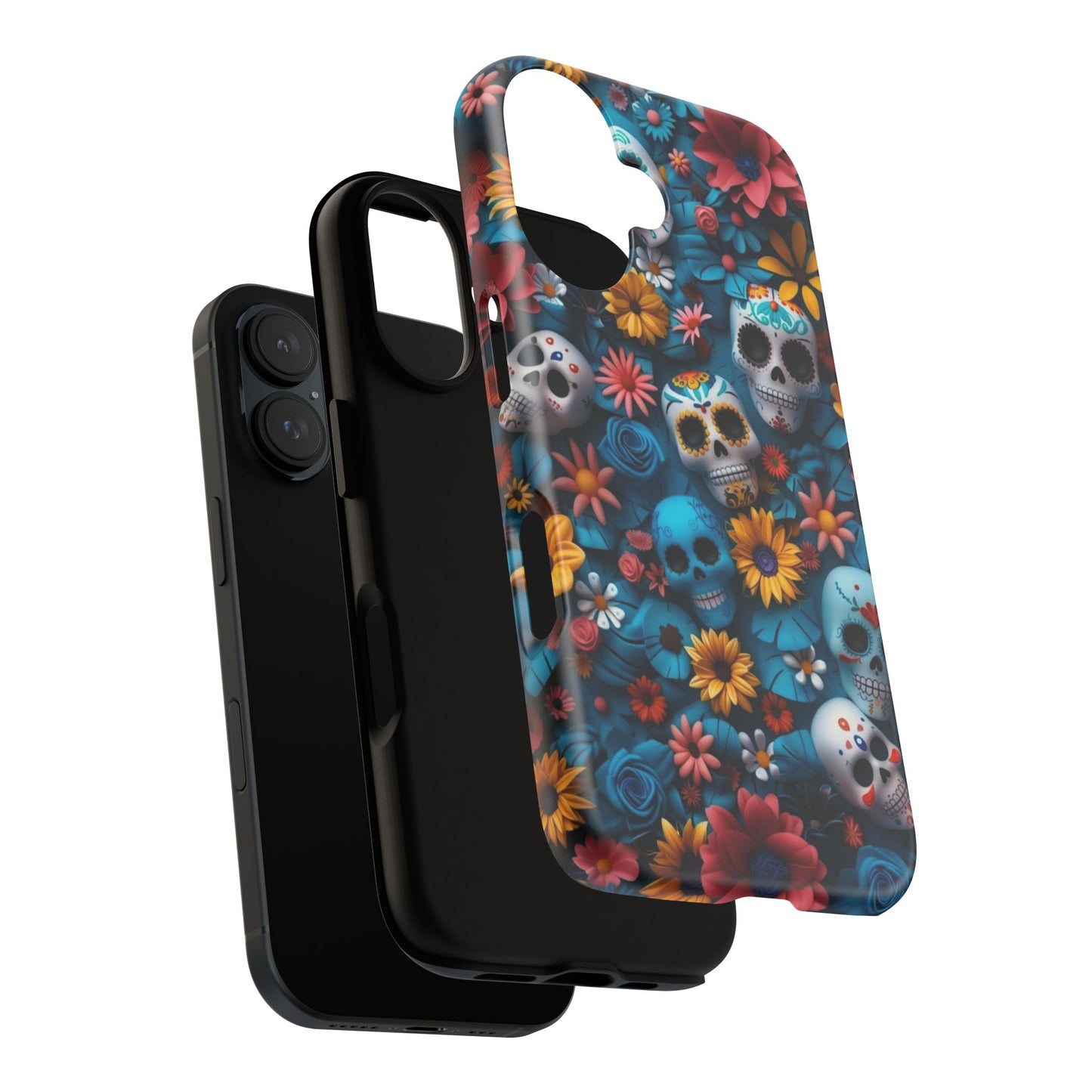 Colorful Floral Skull Phone Case - Day of the Dead Inspired Tough Cases