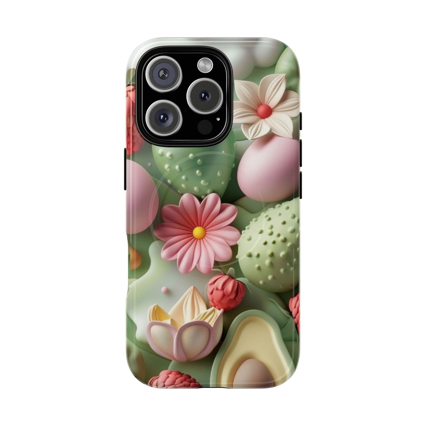 Floral Tough Magnetic Phone Case - Vibrant Cactus Design for Flower Lovers