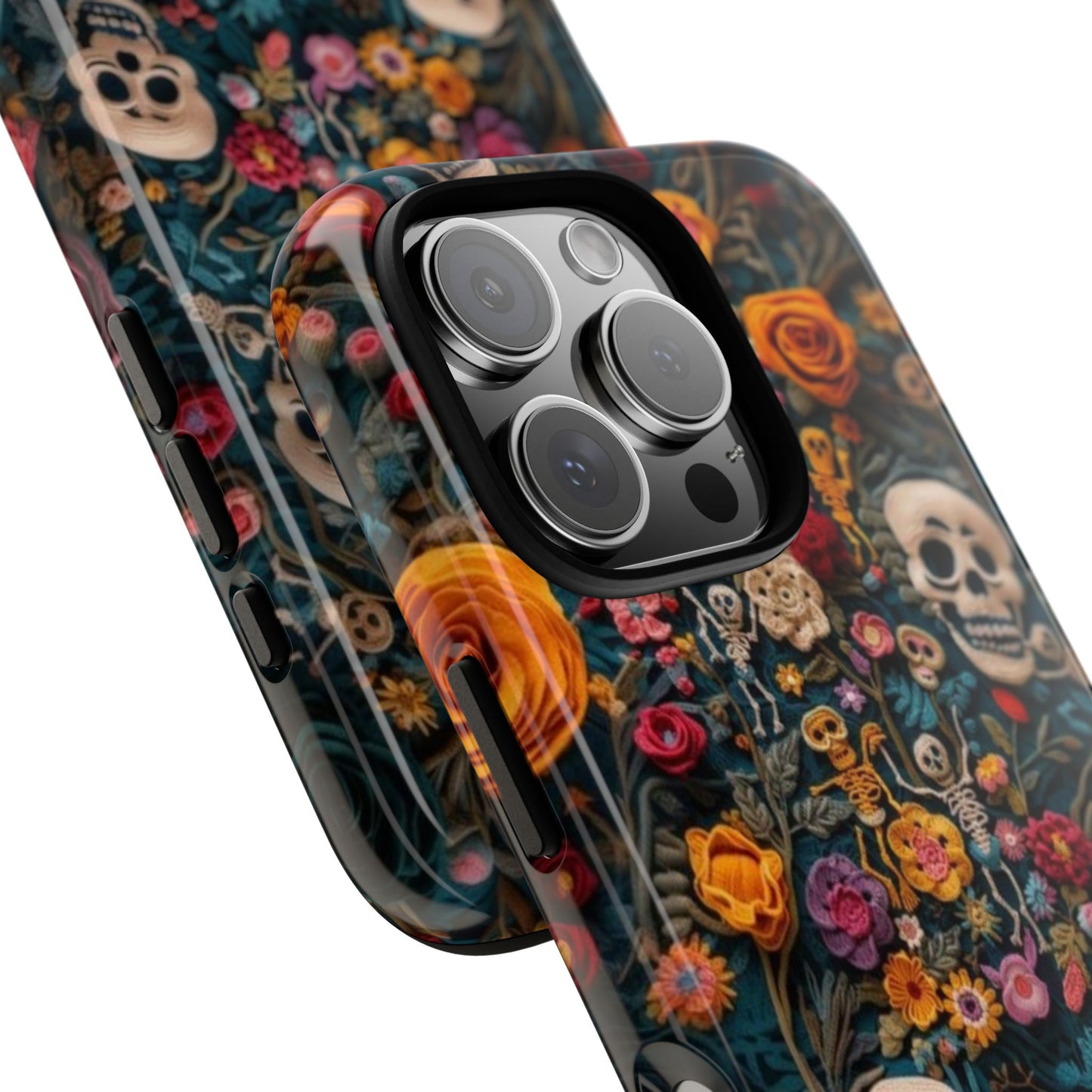 Gothic Floral Phone Case with Skulls