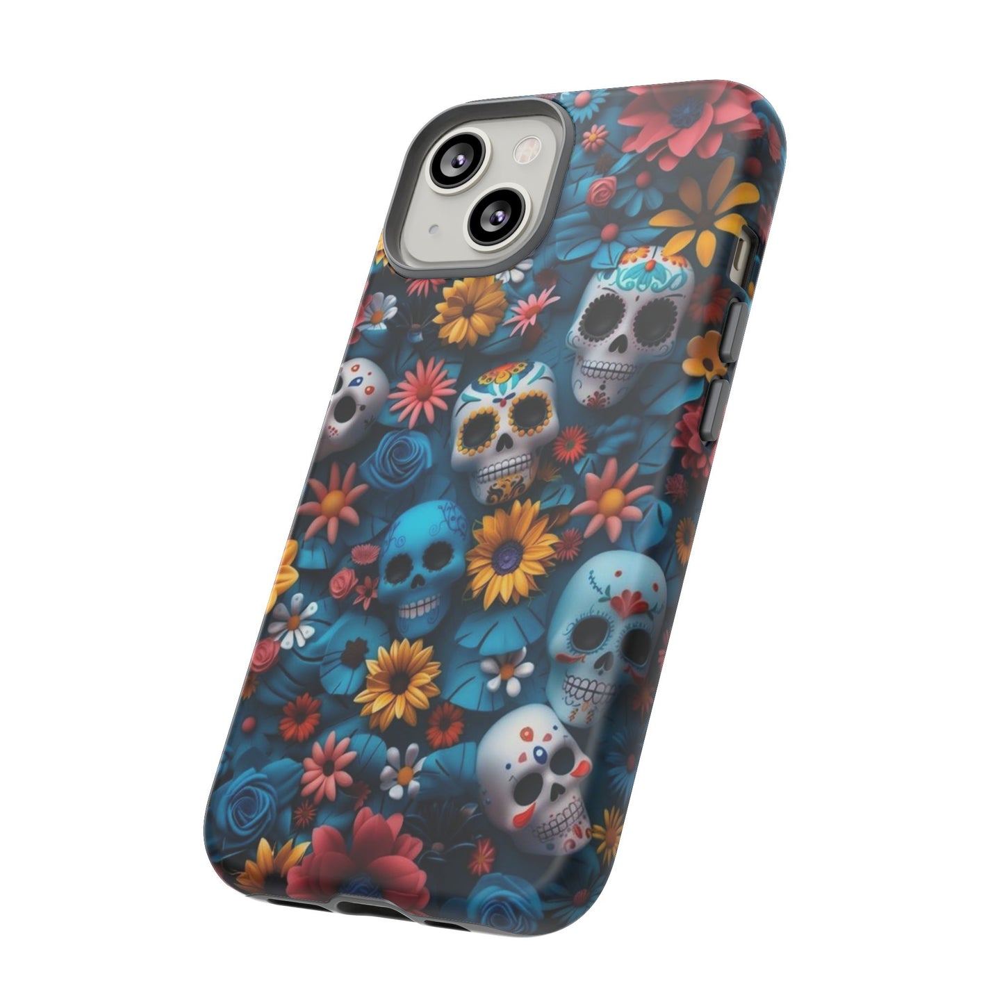 Colorful Floral Skull Phone Case - Day of the Dead Inspired Tough Cases