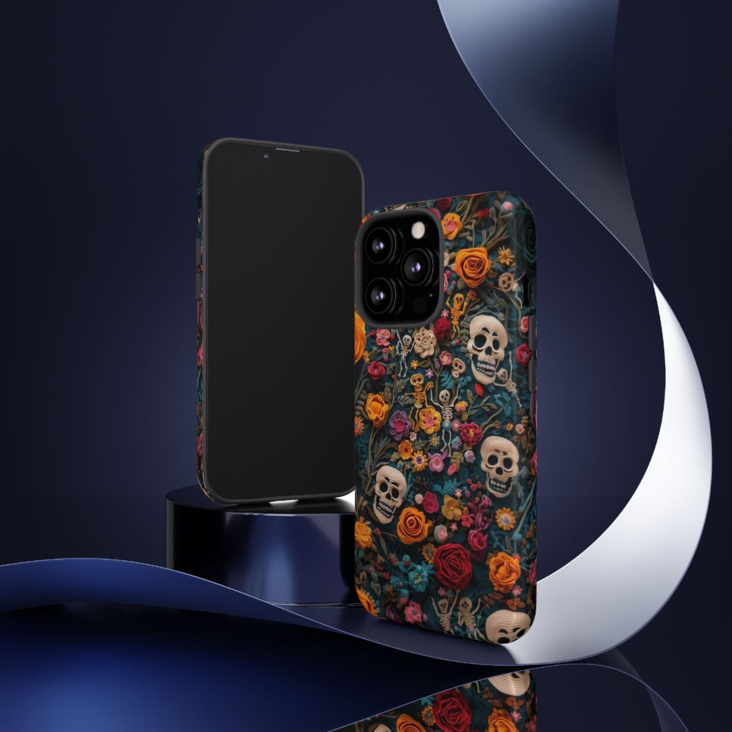 Gothic Floral Phone Case with Skulls