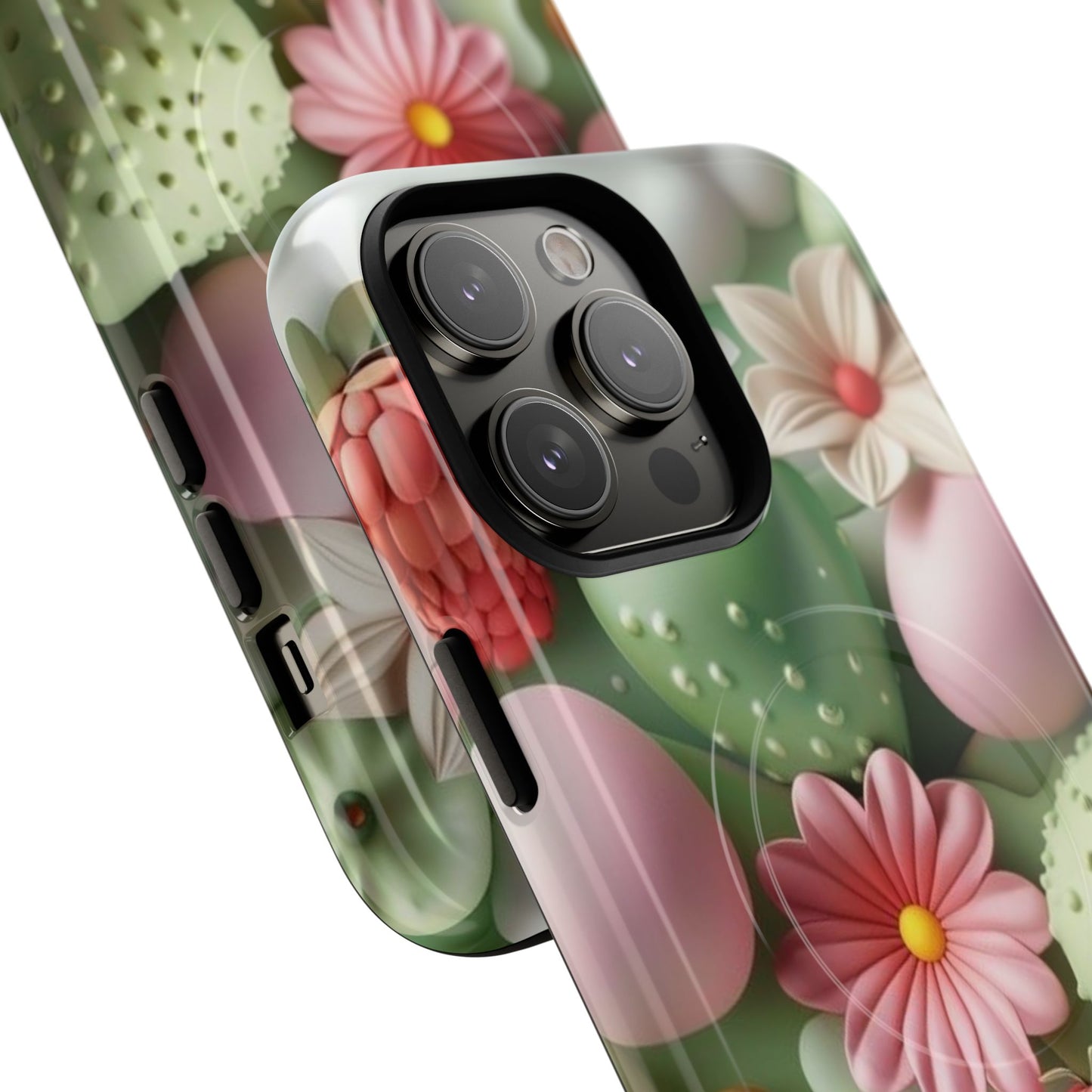 Floral Tough Magnetic Phone Case - Vibrant Cactus Design for Flower Lovers